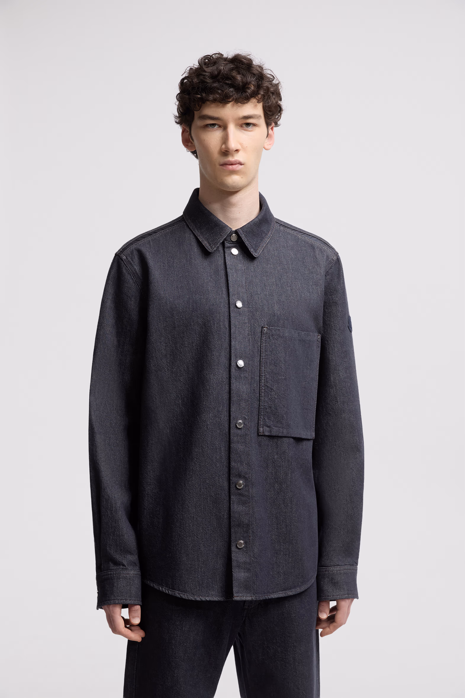 Chemise à manches longues en denim Hommes Bleu Jean Moncler 3